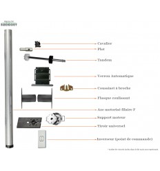 kit axe ø60 filaire F BLOC lg 2000 BUBENDORFF