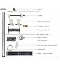 kit axe ø50 radio R SOLAR BLOC lg 2000 BUBENDORFF 217044