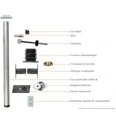 Axe Ø60 bloc - Lg 3000 - Moteur R - radio 25Nm 217048