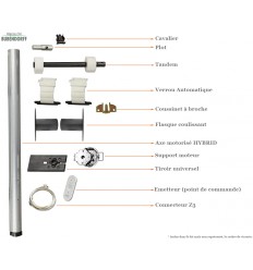 Axe Ø50 bloc - Lg 2000 - Moteur MH - Hybrid radio 10Nm